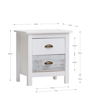 Comodino Romantica 2 cassetti in legno massiccio multicolor