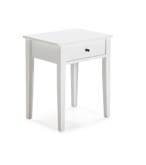 Comodino Bart in legno massiccio 1 cassetto colore bianco