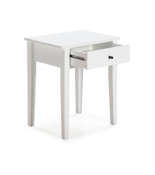 Comodino Bart in legno massiccio 1 cassetto colore bianco