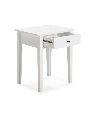 Comodino Bart in legno massiccio 1 cassetto colore bianco