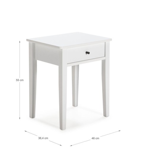 Comodino Bart in legno massiccio 1 cassetto colore bianco