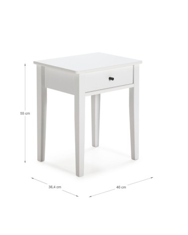 Comodino Bart in legno massiccio 1 cassetto colore bianco