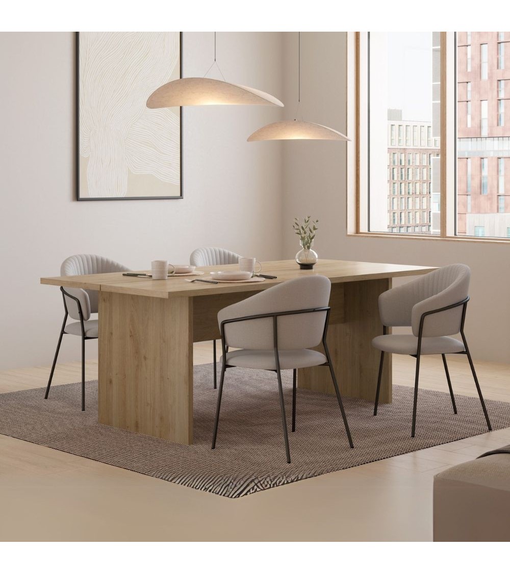 Tavolo rettangolare fisso Loana in rovere cadiz 200x100x75 H cm.