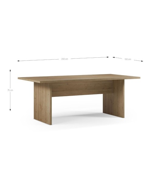 Tavolo rettangolare fisso Loana in rovere cadiz 200x100x75 H cm.