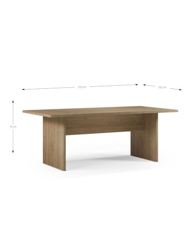 Tavolo rettangolare fisso Loana in rovere cadiz 200x100x75 H cm.