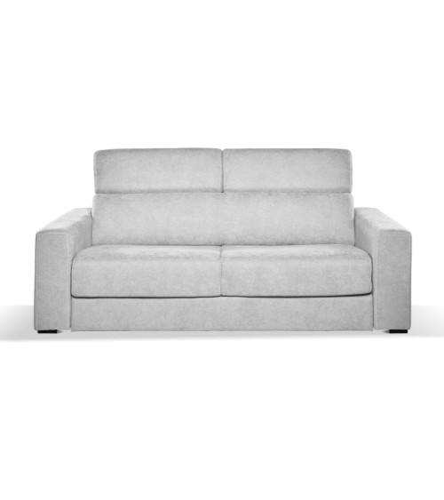 Divano letto Crien 3 posti poggiatesta reclinabili colore Luna 19 grigio chiaro piedini quadrati