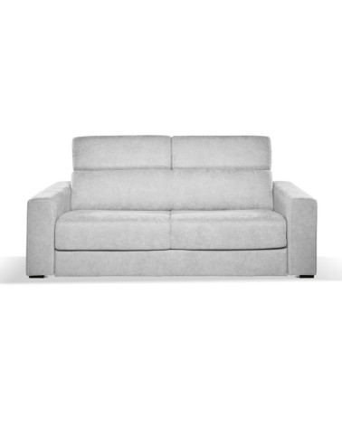 Divano letto Crien 3 posti poggiatesta reclinabili colore Luna 19 grigio chiaro piedini quadrati