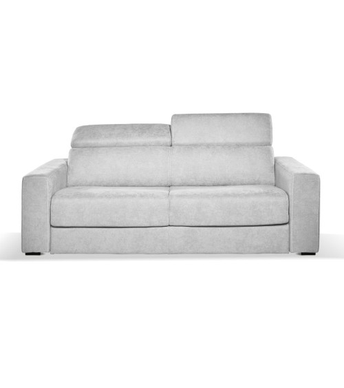 Divano letto Crien 3 posti poggiatesta reclinabili colore Luna 19 grigio chiaro piedini quadrati
