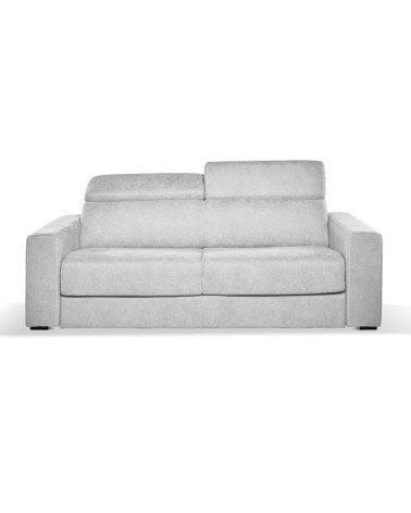 Divano letto Crien 3 posti poggiatesta reclinabili colore Luna 19 grigio chiaro piedini quadrati