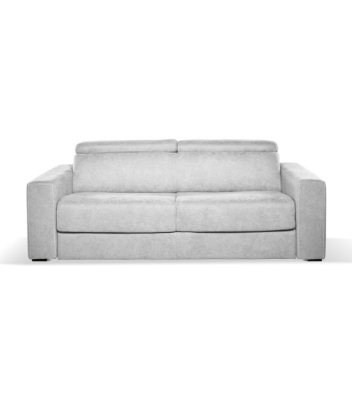 Divano letto Crien 3 posti poggiatesta reclinabili colore Luna 19 grigio chiaro piedini quadrati