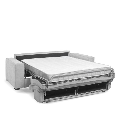 Divano letto Crien 3 posti poggiatesta reclinabili colore Luna 19 grigio chiaro piedini quadrati