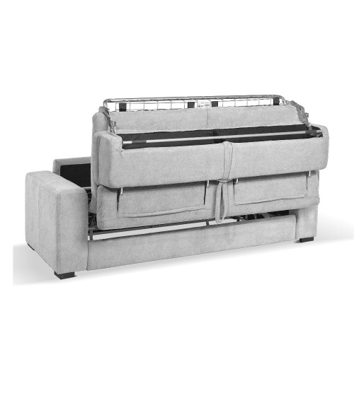 Divano letto Crien 3 posti poggiatesta reclinabili colore Luna 19 grigio chiaro piedini quadrati