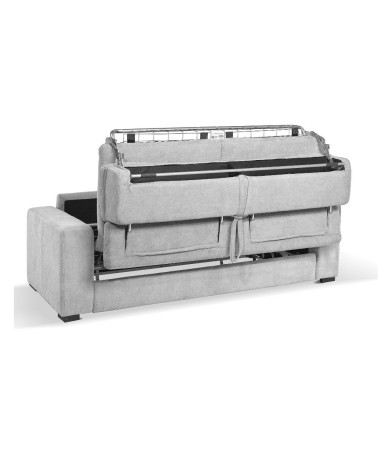 Divano letto Crien 3 posti poggiatesta reclinabili colore Luna 19 grigio chiaro piedini quadrati