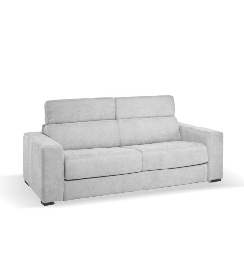 Divano letto Crien 3 posti poggiatesta reclinabili colore Luna 19 grigio chiaro piedini quadrati