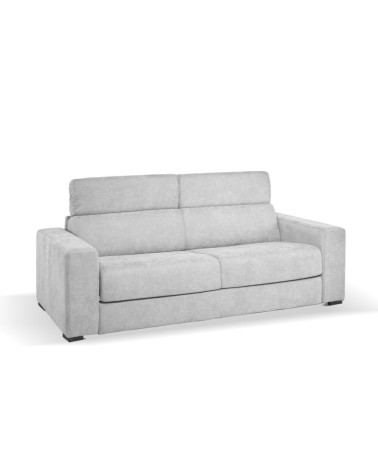 Divano letto Crien 3 posti poggiatesta reclinabili colore Luna 19 grigio chiaro piedini quadrati