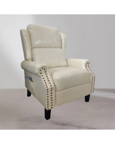 Poltrona Wing recliner 6 punti massaggianti in ecopelle colore beige