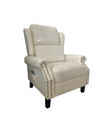Poltrona Wing recliner 6 punti massaggianti in ecopelle colore beige