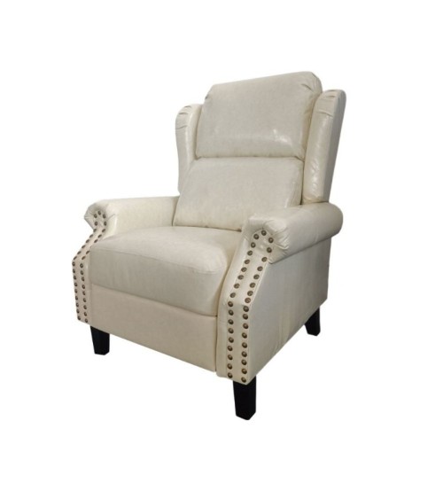 Poltrona Wing recliner 6 punti massaggianti in ecopelle colore beige