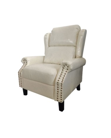 Poltrona Wing recliner 6 punti massaggianti in ecopelle colore beige