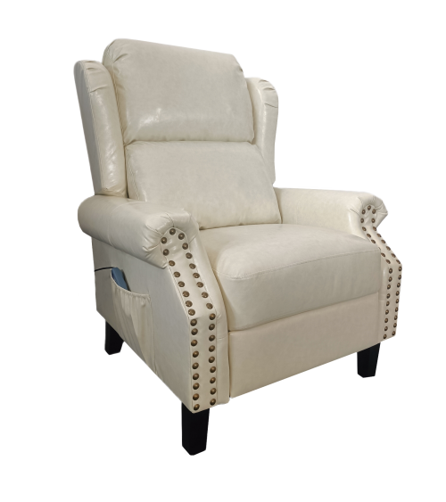 Poltrona Wing recliner 6 punti massaggianti in ecopelle colore beige