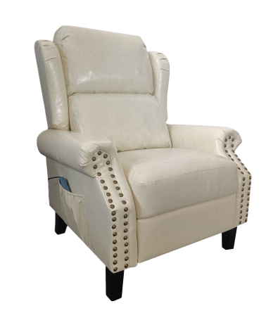 Poltrona Wing recliner 6 punti massaggianti in ecopelle colore beige
