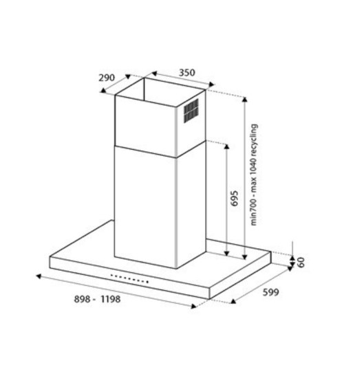 Cappa isola Bertazzoni KTI90PRO1XA 90 cm. 1 motore a 3 velocità acciaio inox classe A