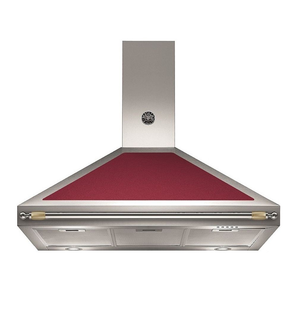 Cappa camino Bertazzoni K100HERVIA da 100 cm. colore inox e rosso