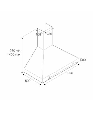 Cappa camino Bertazzoni K100HERVIA da 100 cm. colore inox e rosso