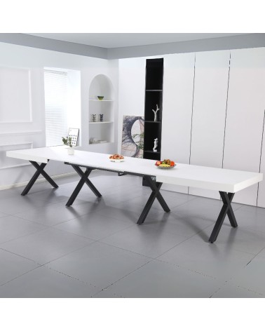 Tavolo allungabile Dava con piano colore bianco opaco e gambe in metallo nero