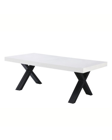 Tavolo allungabile Dava con piano colore bianco opaco e gambe in metallo nero