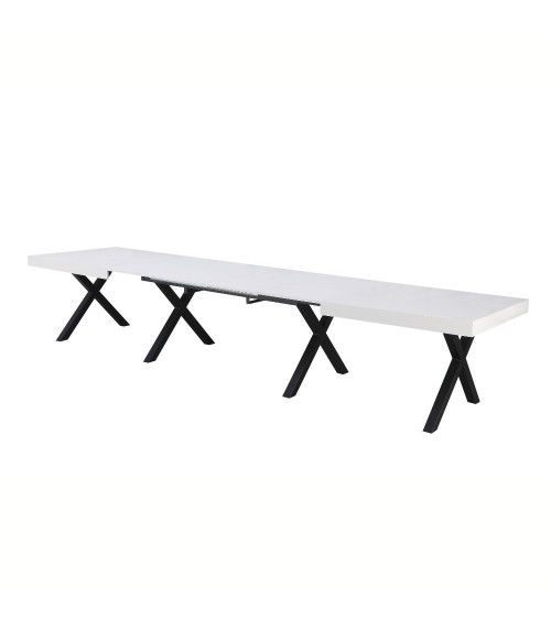 Tavolo allungabile Dava con piano colore bianco opaco e gambe in metallo nero
