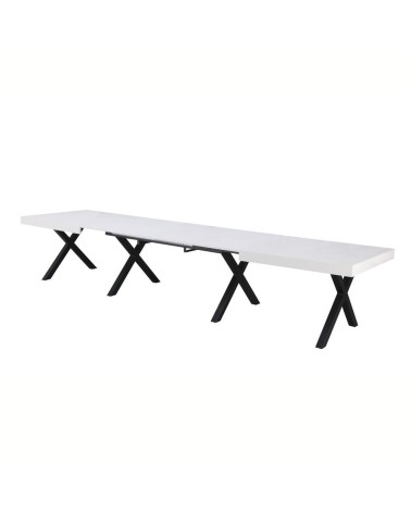Tavolo allungabile Dava con piano colore bianco opaco e gambe in metallo nero