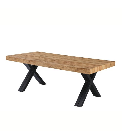 Tavolo allungabile Dava con piano colore rovere e gambe in metallo nero
