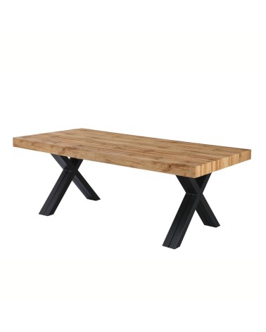 Tavolo allungabile Dava con piano colore rovere e gambe in metallo nero
