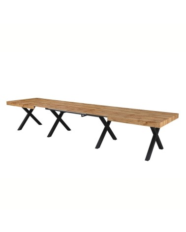 Tavolo allungabile Dava con piano colore rovere e gambe in metallo nero