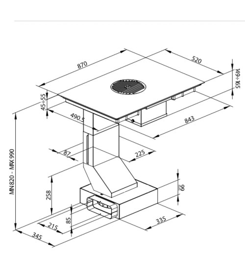 Piano cottura THEM87AKR con cappa integrata aspirante