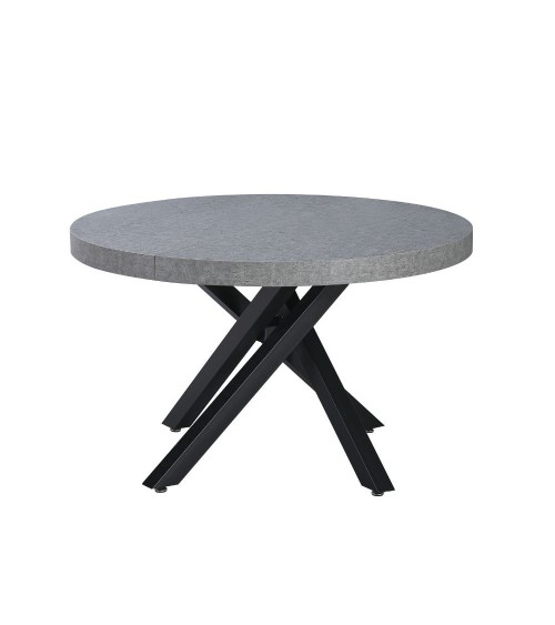 Tavolo allungabile Raven con piano colore cemento e gambe in metallo nero