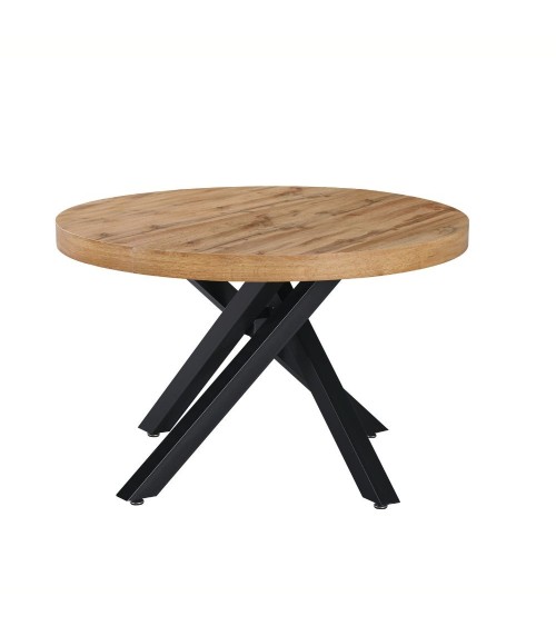 Tavolo allungabile Raven con piano colore rovere e gambe in metallo nero