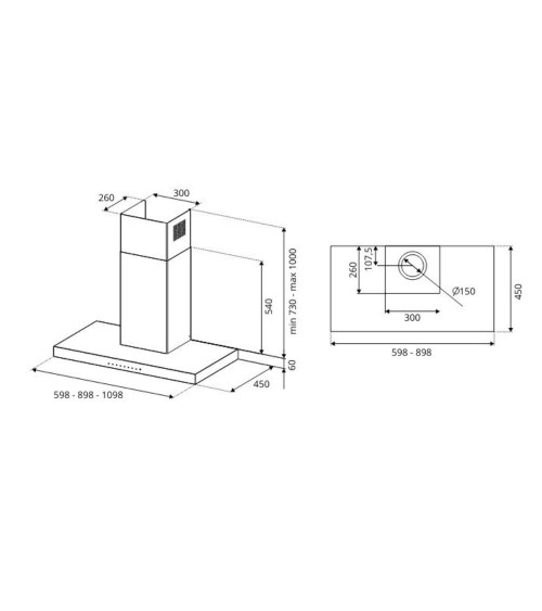 Cappa da parete Bertazzoni KT90P1XV 90 cm. 1 motore 3 velocità inox classe B