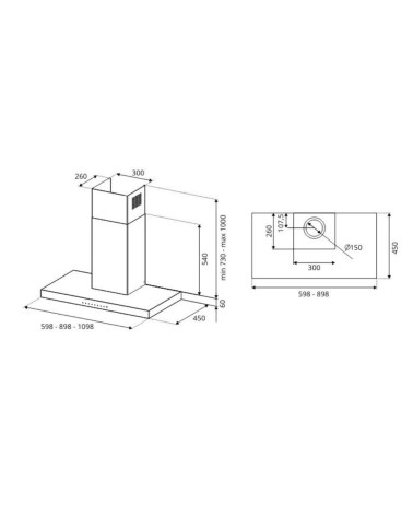 Cappa da parete Bertazzoni KT90P1XV 90 cm. 1 motore 3 velocità inox classe B