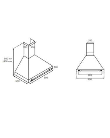 Cappa camino Bertazzoni K90HERNEA 90 cm inox e nera classe A