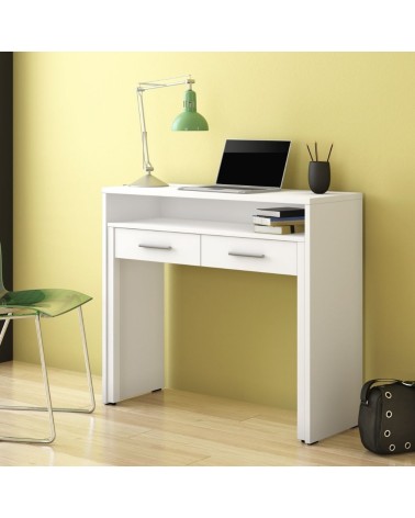 Scrivania Scrivia con piano a scomparsa con due cassetti colore bianco opaco