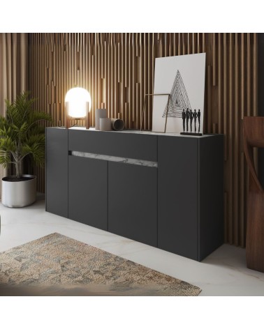 Madia Nordik 4 ante e 1 cassetto in colore antracite e marmo bianco