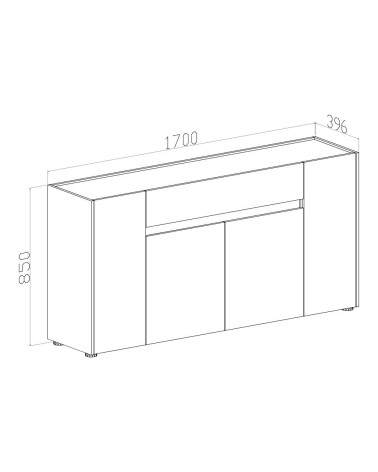 Madia Nordik 4 ante e 1 cassetto in colore antracite e marmo bianco