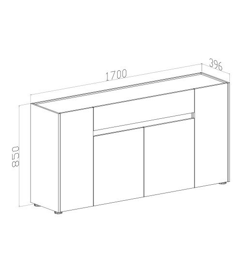 Madia Nordik 4 ante e 1 cassetto in colore noce eastwood e bianco spatolato