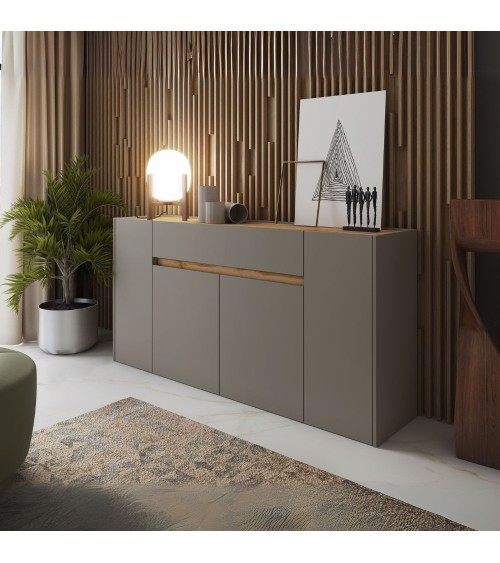 Madia Nordik 4 ante e 1 cassetto in colore congo e rovere wotan