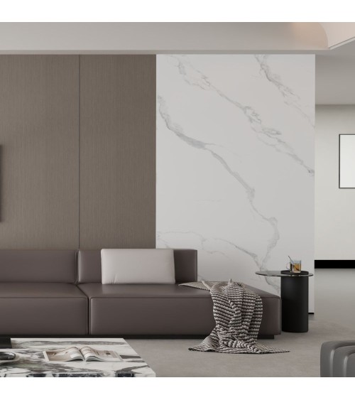 Pannello decorativo 1220x3000x5 mm. colore effetto marmo bianco lucido