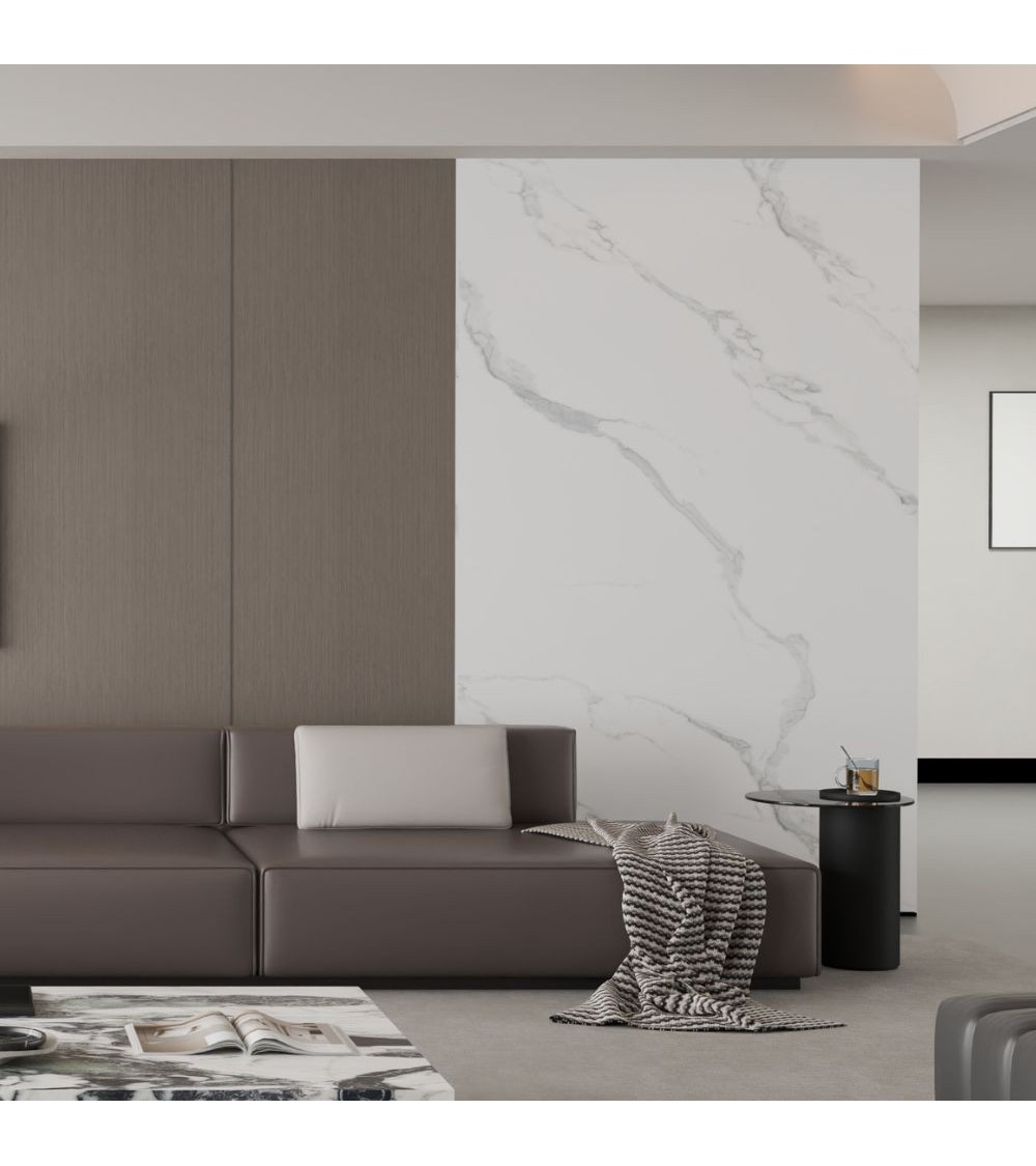 Pannello decorativo 1220x3000x5 mm. colore effetto marmo bianco lucido