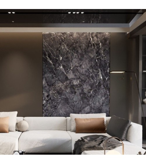 Pannello decorativo 1220x3000x5 mm. colore effetto marmo nero lucido