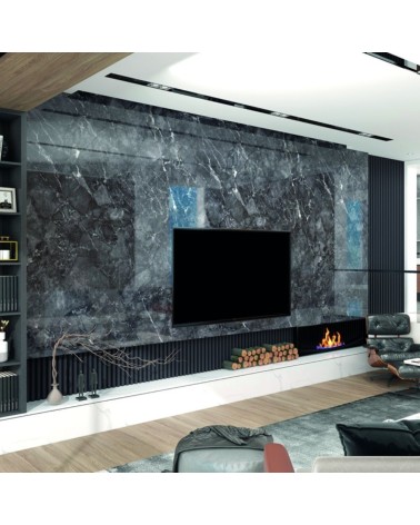 Pannello decorativo 1220x3000x5 mm. colore effetto marmo nero lucido